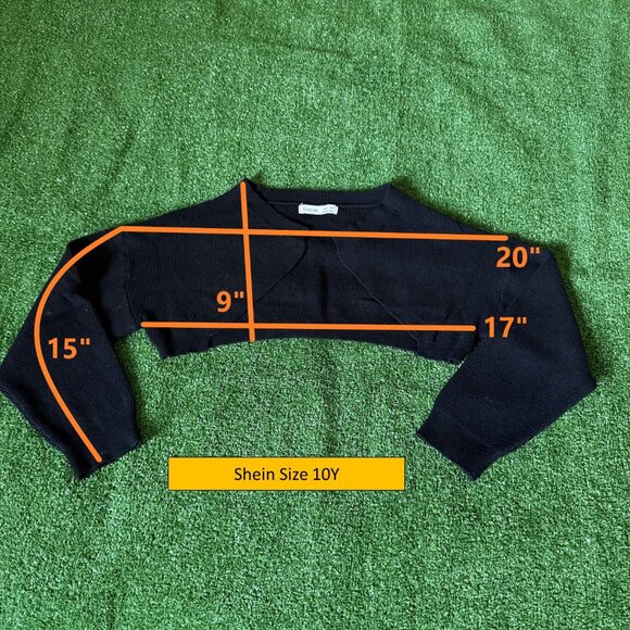 Shein Tween Girl Drop Shoulder Crop Long Sleeve Open Front  Cardigan Size 10Y - Picture 2 of 8